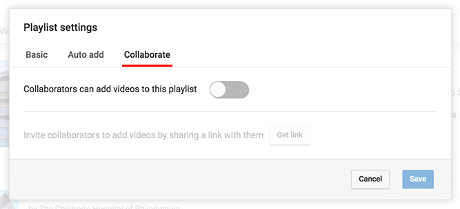 Collaborate Playlist Settings